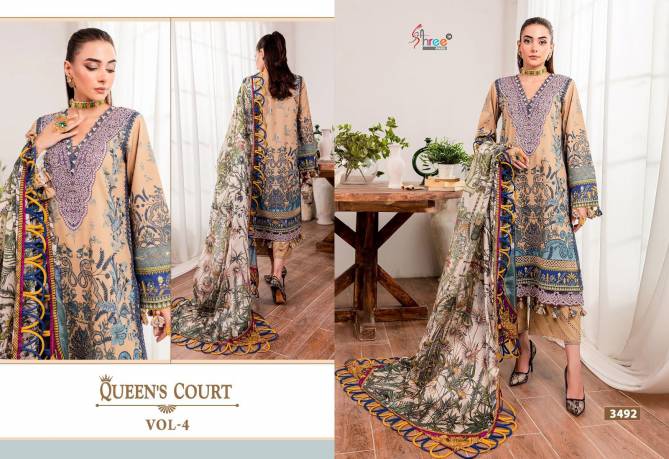Queens Court Vol 4 By Shree Embroidery Cotton Dupatta Pakistani Suits Wholesale Market In Surat
